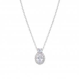 AMEN - COLLANA MADAME IN ARGENTO CON ZIRCONI BIANCHI