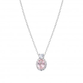 AMEN - COLLANA MADAME IN ARGENTO CON ZIRCONE MORGANITE
