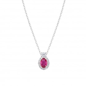 AMEN - COLLANA MADAME IN ARGENTO CON ZIRCONE RUBINO