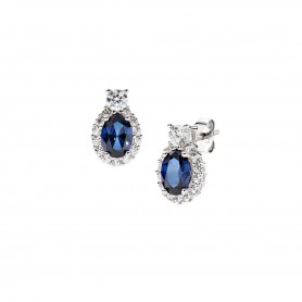 AMEN - ORECCHINI MADAME IN ARGENTO CON ZIRCONI BLU