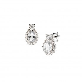 AMEN - ORECCHINI MADAME IN ARGENTO CON ZIRCONI BIANCHI