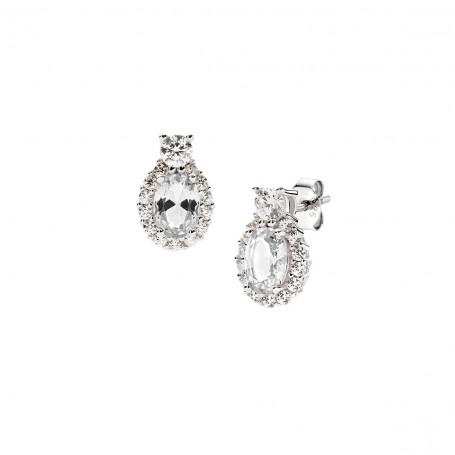 AMEN - ORECCHINI MADAME IN ARGENTO CON ZIRCONI BIANCHI
