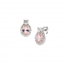 AMEN - ORECCHINI MADAME IN ARGENTO CON ZIRCONI MORGANITE