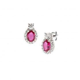 AMEN - ORECCHINI MADAME IN ARGENTO CON ZIRCONI RUBINO