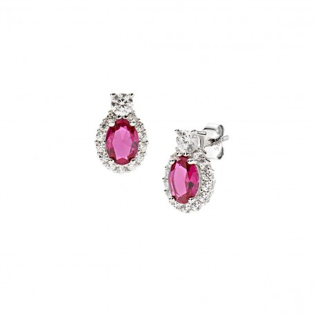 AMEN - ORECCHINI MADAME IN ARGENTO CON ZIRCONI RUBINO