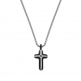 AMEN - COLLANA PENDENTE CROCE BICOLORE IN ACCIAIO