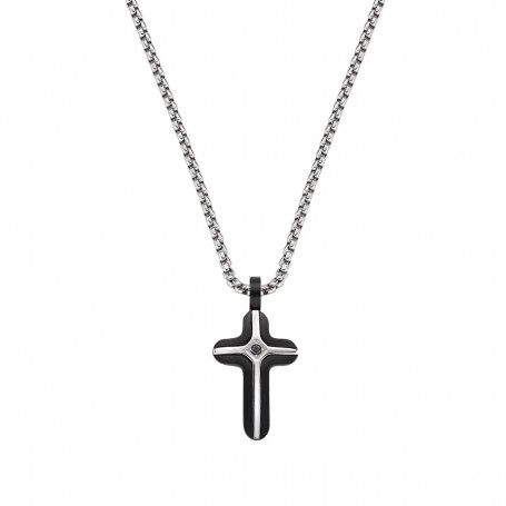 AMEN - COLLANA PENDENTE CROCE BICOLORE IN ACCIAIO