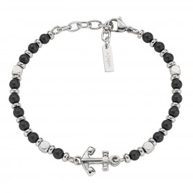 AMEN - BRACCIALE ANCORA IN ACCIAIO E ONICE