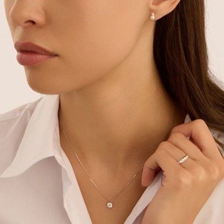STROILI - ORECCHINI LOBO BON TON ORO BIANCO PERLA D'ACQUA DOLCE CUBIC ZIRCONIA