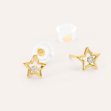 STROILI - ORECCHINI LOBO STELLA MON PETIT ORO BICOLORE DIAMANTE