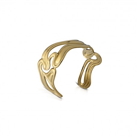 OPS - COLLEZIONE AURA - BRACCIALE RIGIDO BANGLE ONDULATO DORATO