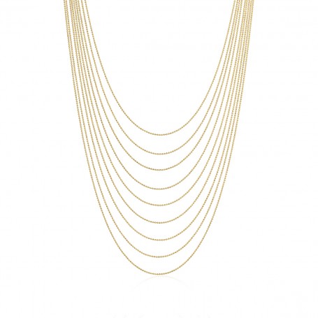 OPS - COLLEZIONE MULTI LINE - COLLANA MULTIFILO IN ACCIAIO DORATO