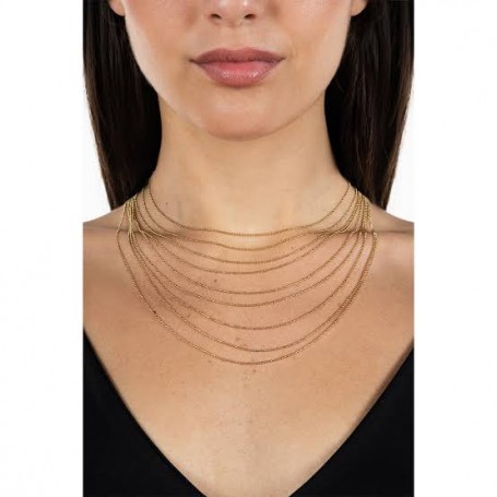 OPS - COLLEZIONE MULTI LINE - COLLANA MULTIFILO IN ACCIAIO DORATO