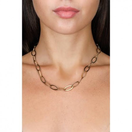 OPS - COLLEZIONE LINK - COLLANA CATENA IN ACCIAIO DORATO OVALE