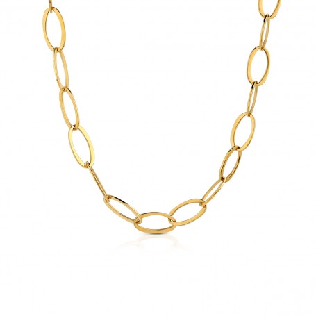 OPS - COLLEZIONE LINK - COLLANA CATENA IN ACCIAIO DORATO OVALE