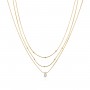 OPS - COLLEZIONE MULTI LINE - COLLANA CON 3 FILI IN ACCIAIO DORATO E CRISTALLO BIANCO