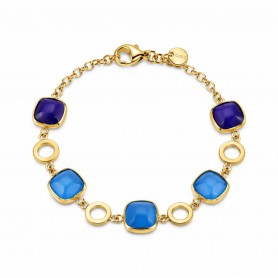 OPS - COLLEZIONE MOSAIC - BRACCIALE IN ACCIAIO DORATO E PIETRE BLU
