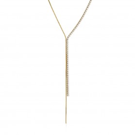 OPS - COLLEZIONE MULTILINE - COLLANA DOPPIO FILO TENNIS E CATENA ALLA SCHIAVA IN ACCIAIO DORATO