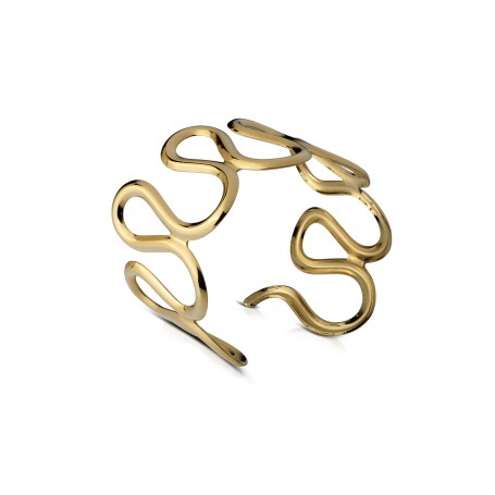 OPS - COLLEZIONE AURA - BRACCIALE RIGIDO ONDULATO DORATO