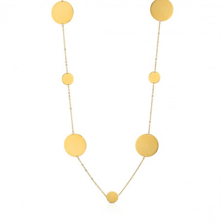 OPS - COLLEZIONE ROUND - COLLANA CATENA IN ACCIAIO CON CERCHI DORATI