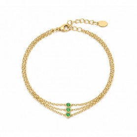 OPS - COLLEZIONE ARIEL - BRACCIALE A TRE FILI CON DETTAGLIO CENTRALE CON CRISTALLI VERDI