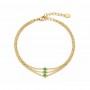 OPS - COLLEZIONE ARIEL - BRACCIALE A TRE FILI CON DETTAGLIO CENTRALE CON CRISTALLI VERDI