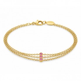 OPS - COLLEZIONE ARIEL - BRACCIALE A TRE FILI CON DETTAGLIO CENTRALE CON CRISTALLI FUCSIA