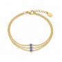OPS - COLLEZIONE ARIEL - BRACCIALE CON CATENA A 3 FILI CON DETTAGLIO CENTRALE CON CRISTALLI BLU
