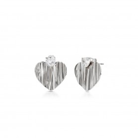 OPS - COLLEZIONE FLOW - ORECCHINI A LOBO A FORMA DI CUORE E CRISTALLO CENTRALE
