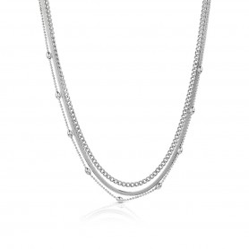 OPS - COLLEZIONE MULTI LINE - COLLANA MULTIFILO IN ACCIAIO CON CATENA GROUMETTE