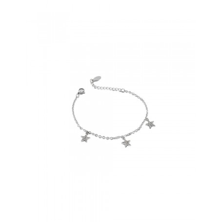 OPS - COLLEZIONE ARIEL - BRACCIALE CON CATENA E PENDENTI A FORMA DI STELLA CON CRISTALLI