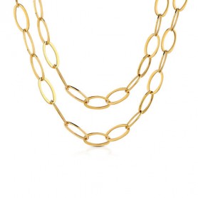 OPS - COLLEZIONE LINK - COLLANA CON CATENA IN ACCIAIO DORATO LINK OVALE