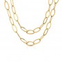 OPS - COLLEZIONE LINK - COLLANA CON CATENA IN ACCIAIO DORATO LINK OVALE
