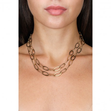 OPS - COLLEZIONE LINK - COLLANA CON CATENA IN ACCIAIO DORATO LINK OVALE