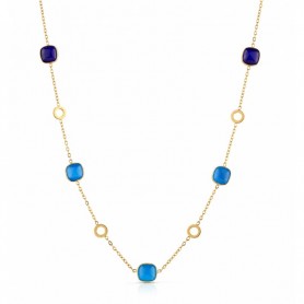 OPS - COLLEZIONE MOSAIC - COLLANA IN ACCIAIO DORATO E PIETRE BLU