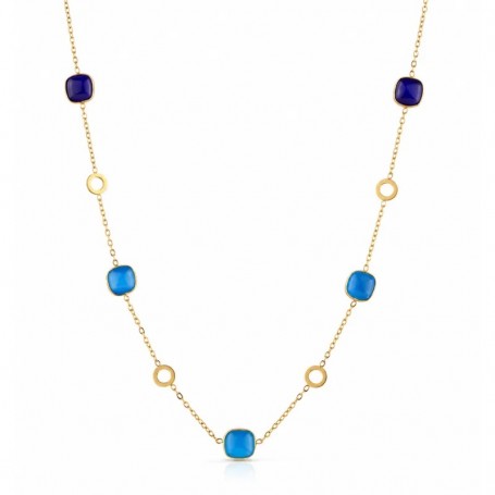 OPS - COLLEZIONE MOSAIC - COLLANA IN ACCIAIO DORATO E PIETRE BLU
