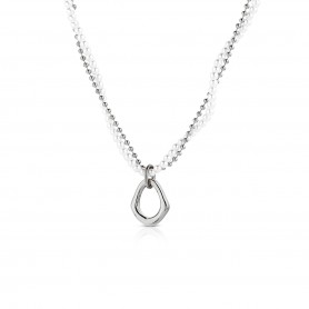 OPS - COLLEZIONE PURE PEARL - COLLANA PERLE BIANCHE E CATENA SILVER CON PENDENTE