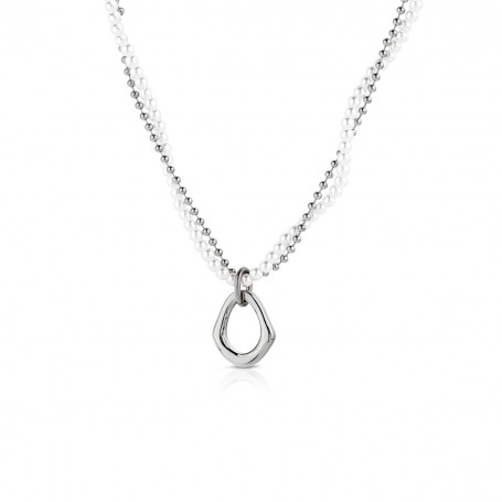 OPS - COLLEZIONE PURE PEARL - COLLANA PERLE BIANCHE E CATENA SILVER CON PENDENTE