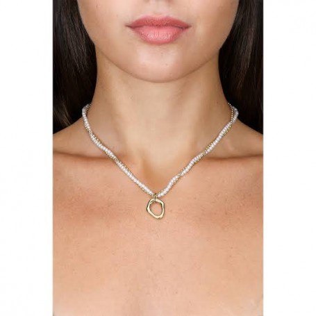 OPS - COLLEZIONE PURE PEARL - COLLANA PERLE BIANCHE E CATENA SILVER CON PENDENTE