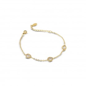 OPS - COLLEZIONE ARIEL - BRACCIALE A CATENA CON DETTAGLI A FORMA DI GOCCIA CON CRISTALLI