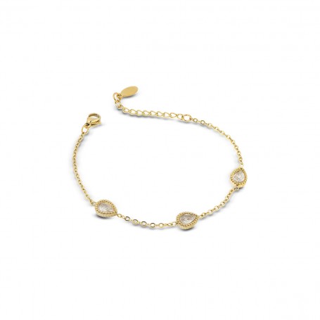 OPS - COLLEZIONE ARIEL - BRACCIALE A CATENA CON DETTAGLI A FORMA DI GOCCIA CON CRISTALLI