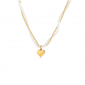 OPS - COLLEZIONE PURE PEARL - COLLANA PERLE BIANCHE E CATENA DORATA CON PENDENTE