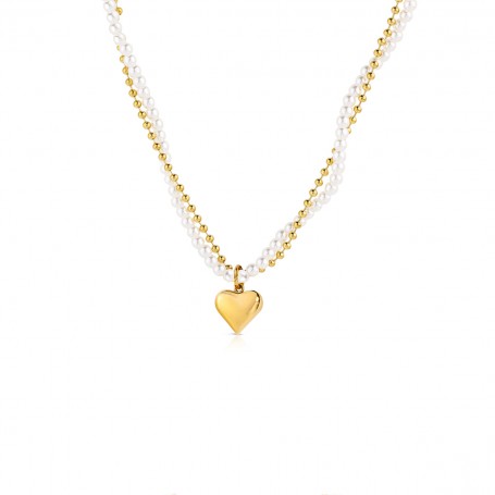 OPS - COLLEZIONE PURE PEARL - COLLANA PERLE BIANCHE E CATENA DORATA CON PENDENTE