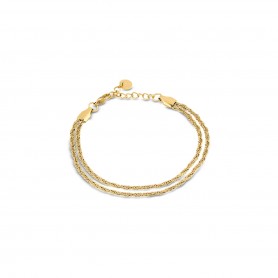 OPS - COLLEZIONE MULTI LINE - BRACCIALE DOPPIA CATENA IN ACCIAIO DORATO