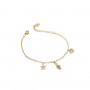 OPS - COLLEZIONE ARIEL - BRACCIALE CON CATENA E PENDENTI MULTI SOGGETTO CON CRISTALLI DORATI