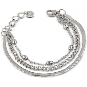 OPS - COLLEZIONE MULTI LINE - BRACCIALE A TRE FILI IN ACCIAIO CATENA GROUMETTE
