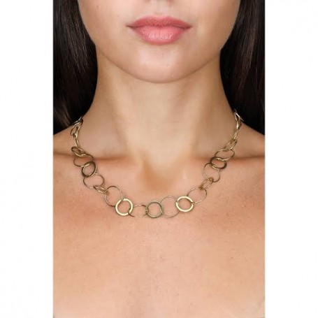 OPS - COLLEZIONE LINK - COLLANA CATENA IN ACCIAIO DORATO LINK CERCHIO