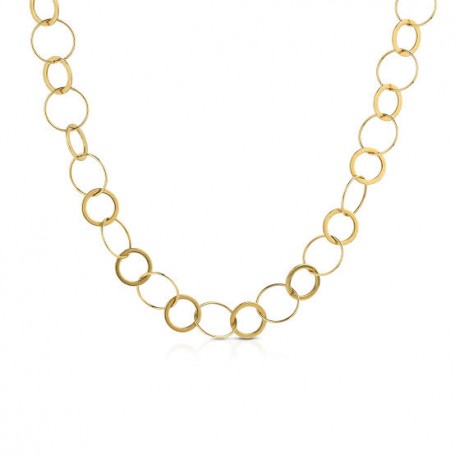 OPS - COLLEZIONE LINK - COLLANA CATENA IN ACCIAIO DORATO LINK CERCHIO
