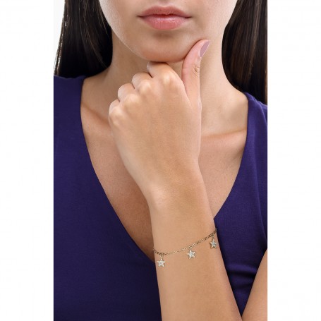 OPS - COLLEZIONE ARIEL - BRACCIALE CON CATENA E PENDENTI A FORMA DI STELLA CON CRISTALLI