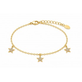OPS - COLLEZIONE ARIEL - BRACCIALE CON CATENA E PENDENTI A FORMA DI STELLA CON CRISTALLI